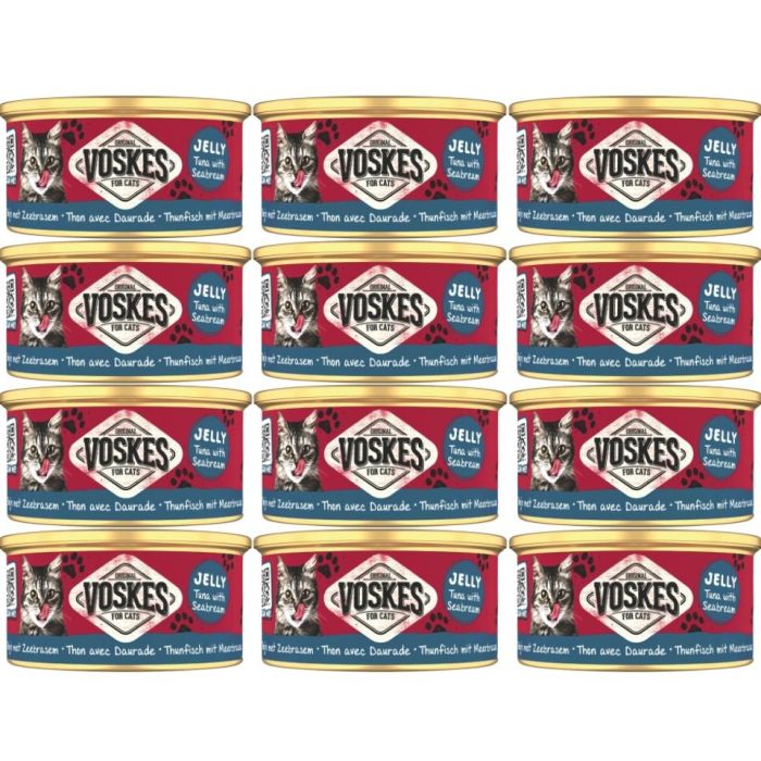 VOSKES Jelly Tuna with Seabream 12x85 g 100% tuńczyk z doradą w galaretce, karma uzupełniająca dla kota