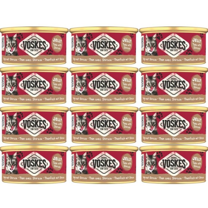 VOSKES Jelly Tuna with Shirasu 12x85 g 100% tuńczyk z sardelą w galaretce, karma uzupełniająca dla kota
