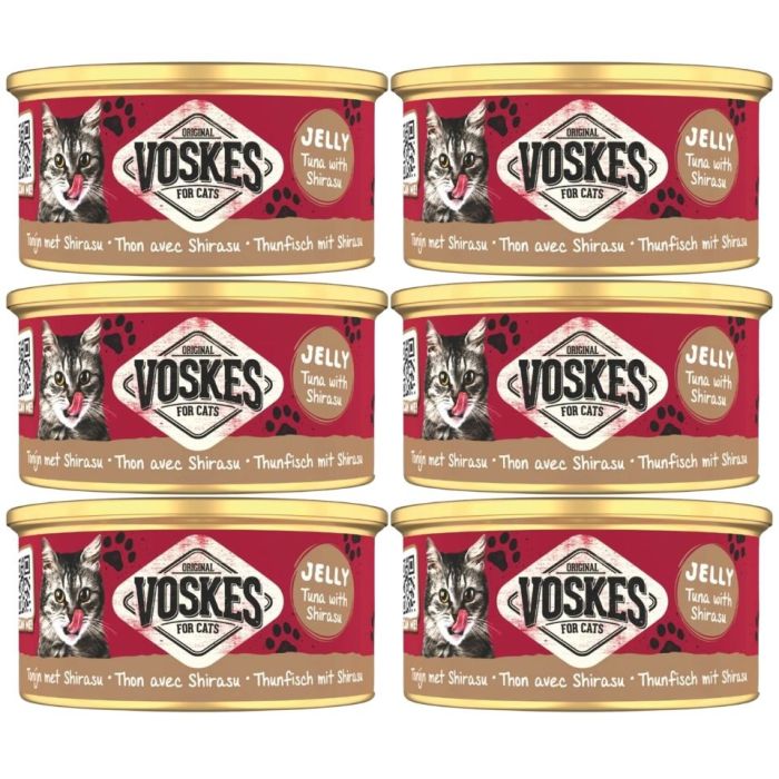 VOSKES Jelly Tuna with Shirasu 6x85 g 100% tuńczyk z sardelą w galaretce, karma uzupełniająca dla kota