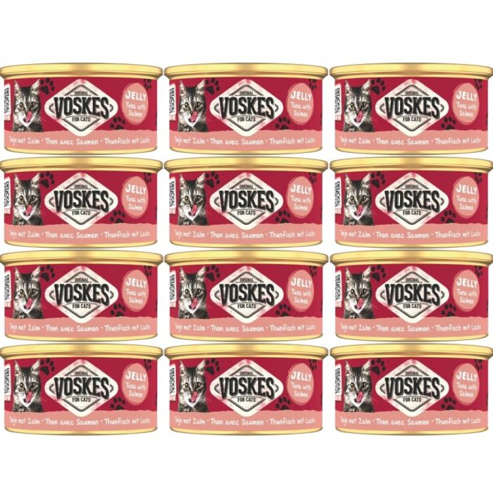 VOSKES Jelly Tuna with Salmon 12x85 g 100% tuńczyk z łososiem w galaretce, karma uzupełniająca dla kota