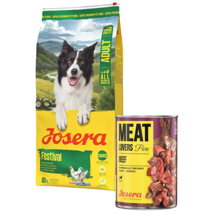 JOSERA Festival 12,5kg dla wybrednych psów z pysznym sosem + puszka 800g GRATIS