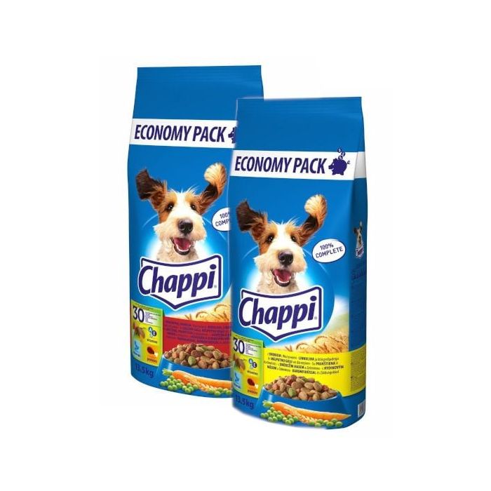 CHAPPI MIX z drobiem i warzywami oraz z wołowiną, drobiem i warzywami 27kg (2x13,5kg)