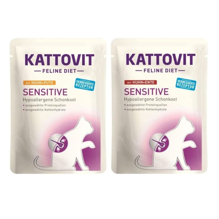 KATTOVIT Feline Diet Sensitive 20x85g MIX Kurczak i Kaczka / Indyk