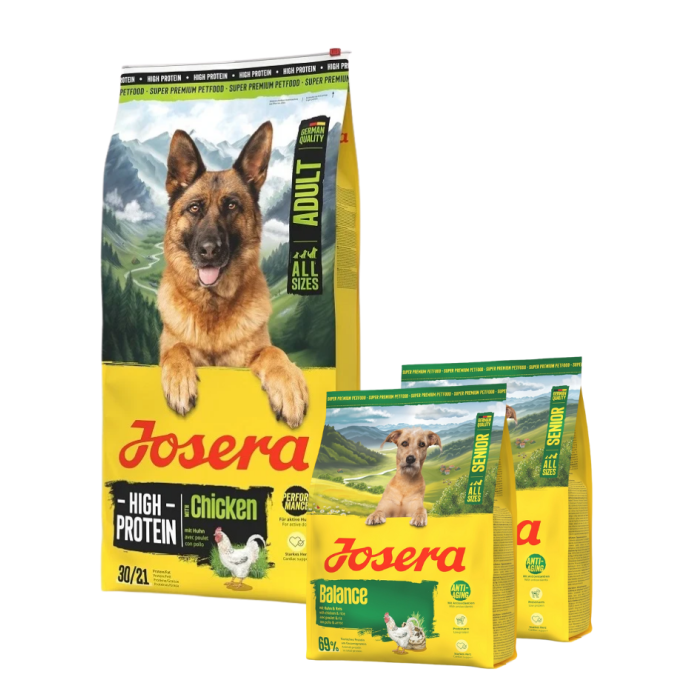 JOSERA High Protein Adult Chicken 12,5kg wysokoenergetyczna karma dla psów sportowych + 2x900g karmy GRATIS