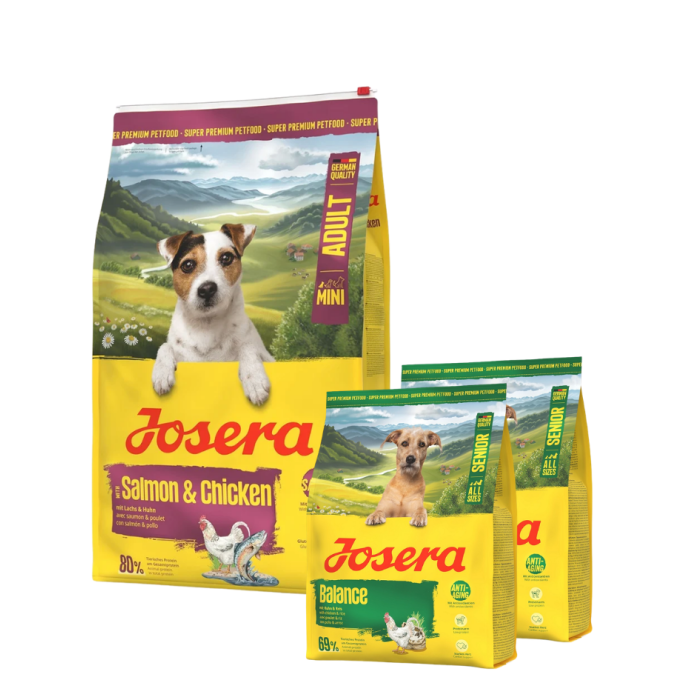 JOSERA Mini Adult Salmon and Chicken 10kg bezglutenowa karma z sosem dla psów małych ras + 2x900g karmy GRATIS