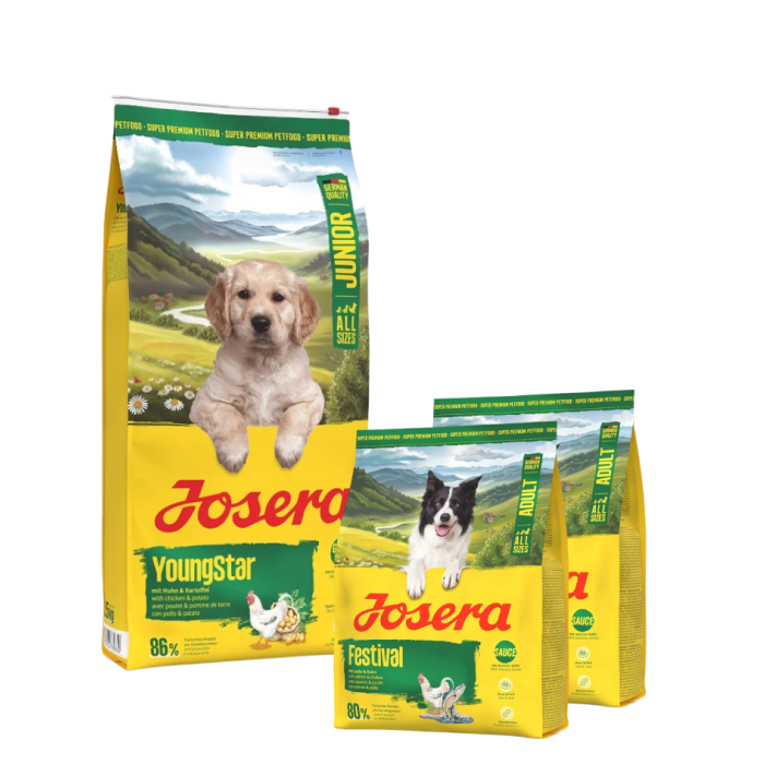JOSERA YoungStar 12,5kg bezzbożowa karma dla szczeniąt + 2x900g karmy GRATIS