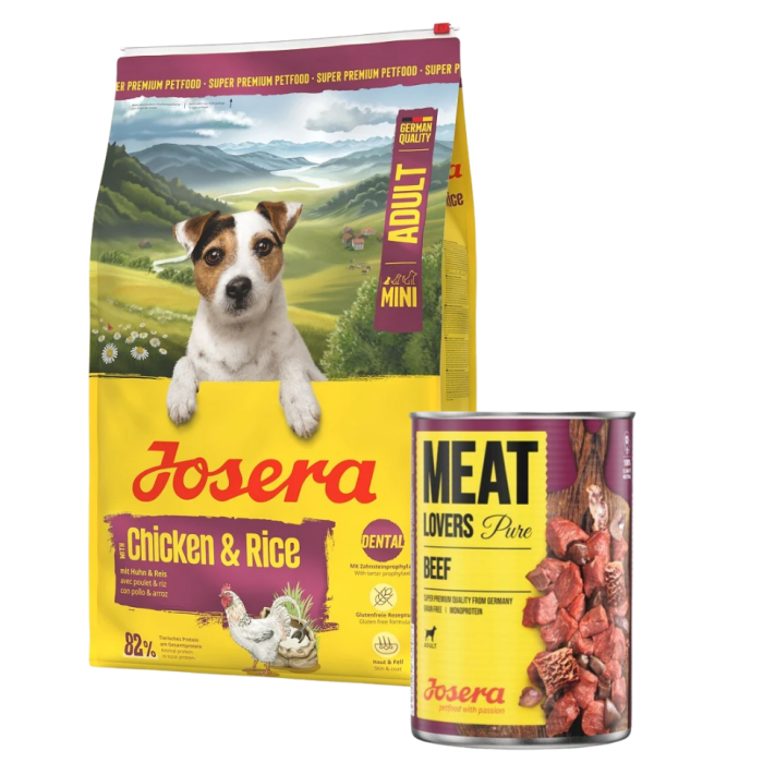 JOSERA Mini Adult Chicken and Rice 10kg bezglutenowa karma dla psów małych ras + puszka 800g GRATIS
