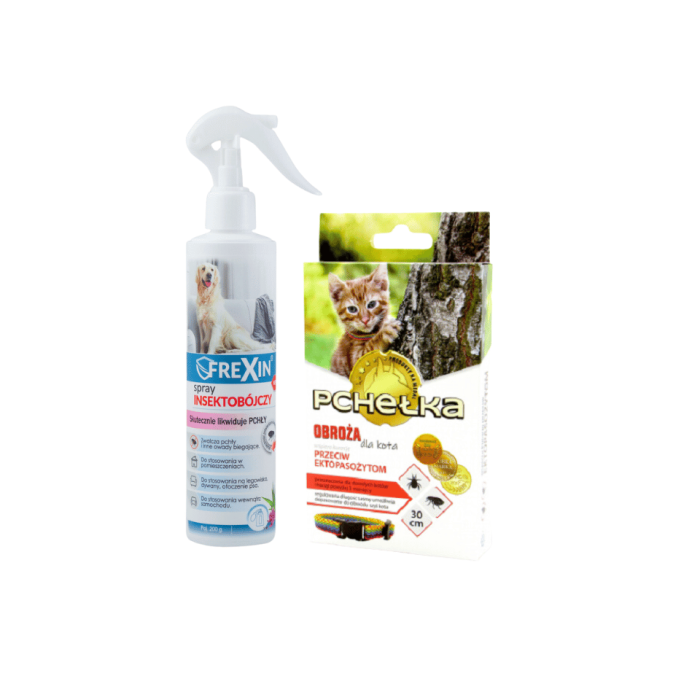 PCHEŁKA Obroża p/pchelna dla kota 30cm + Spray insektobójczy na legowiska 200 g