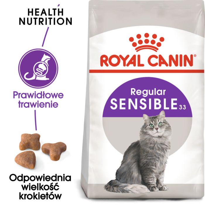 ROYAL CANIN Sensible 33 karma sucha dla kotów dorosłych, o wrażliwym przewodzie pokarmowym 6x400g
