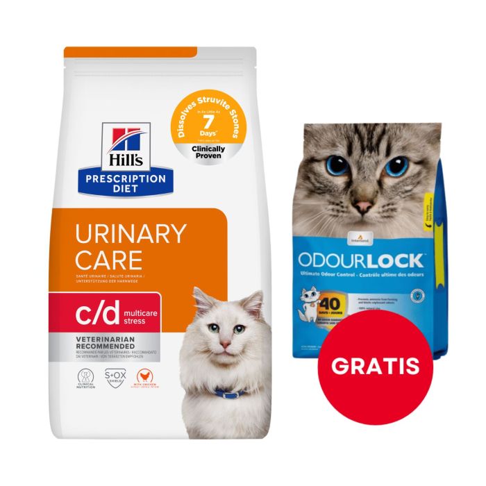 HILL'S Prescription Diet Feline Urinary Care c/d Multicare Stress 8 kg dla kotów na choroby układu moczowego + żwirek dla kotów 6 kg GRATIS
