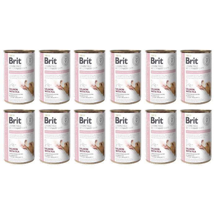 BRIT Veterinary Diet Hypoallergenic Salmon&Pea karma na alergię dla psa 12x400 g