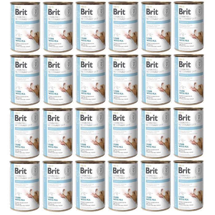 BRIT Veterinary Diet Obesity Lamb&Pea karma na otyłość dla psa 24x400 g