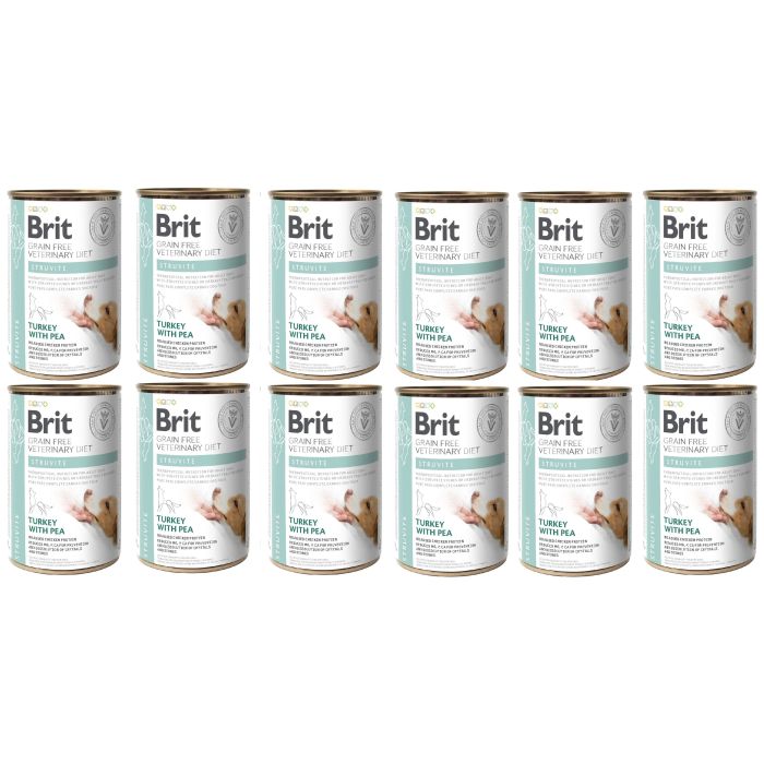 BRIT Veterinary Diet Struvite Turkey&Pea na schorzenia dróg moczowych dla psa 12x400 g