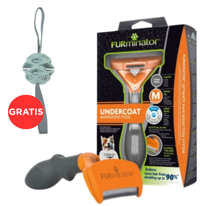 FURMINATOR Undercoat deShedding dla psów długowłosych średnich Medium + ZOLUX Outdoor piłka dla psa w kolorze khaki GRATIS