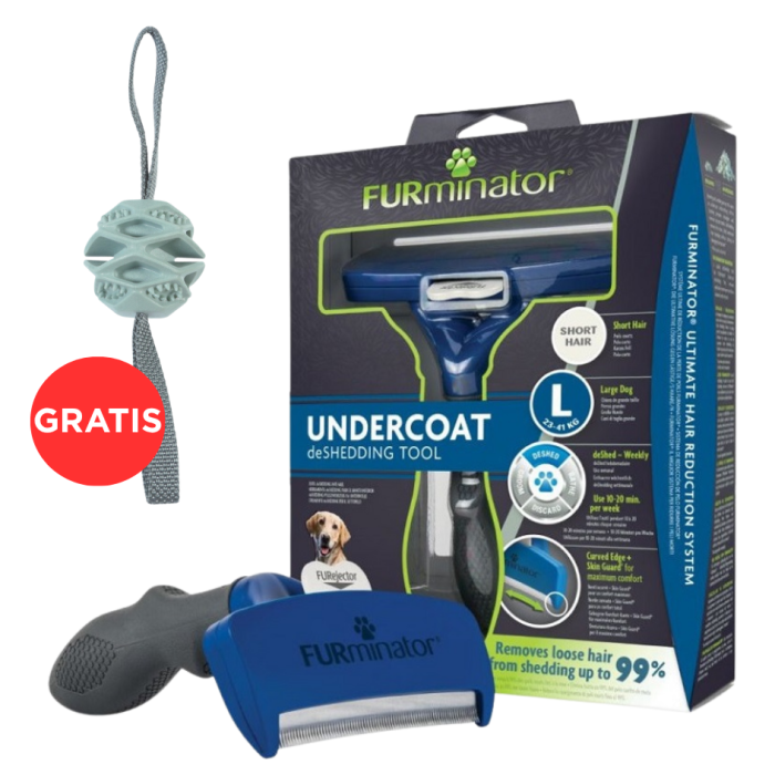 FURMINATOR Undercoat deShedding dla psów krótkowłosych Large + ZOLUX Outdoor piłka dla psa w kolorze khaki GRATIS