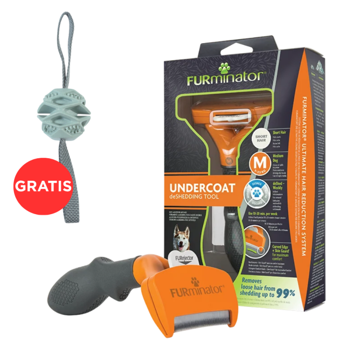 FURMINATOR Undercoat deShedding dla psów krótkowłosych średnich Medium + ZOLUX Outdoor piłka dla psa w kolorze khaki GRATIS
