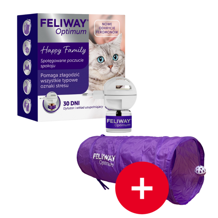 FELIWAY Optimum Dyfuzor + Wkład feromony na uspokojenie dla kota + Optimum Tunel dla kota GRATIS