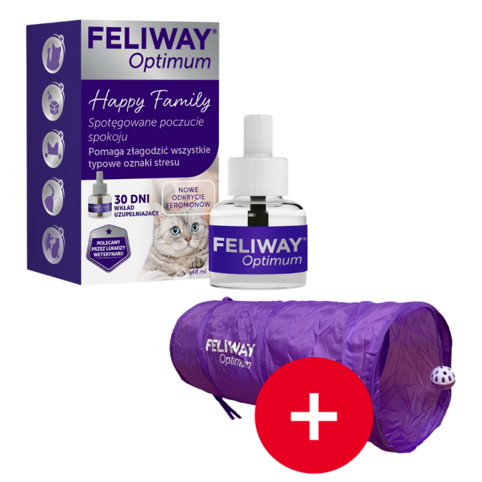 FELIWAY Optimum Wkład feromony na uspokojenie dla kota + Optimum Tunel dla kota GRATIS