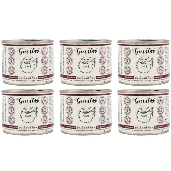 GUSSTO Cat Fresh Wild Boar mokra karma dla kotów dzik 6x200 g