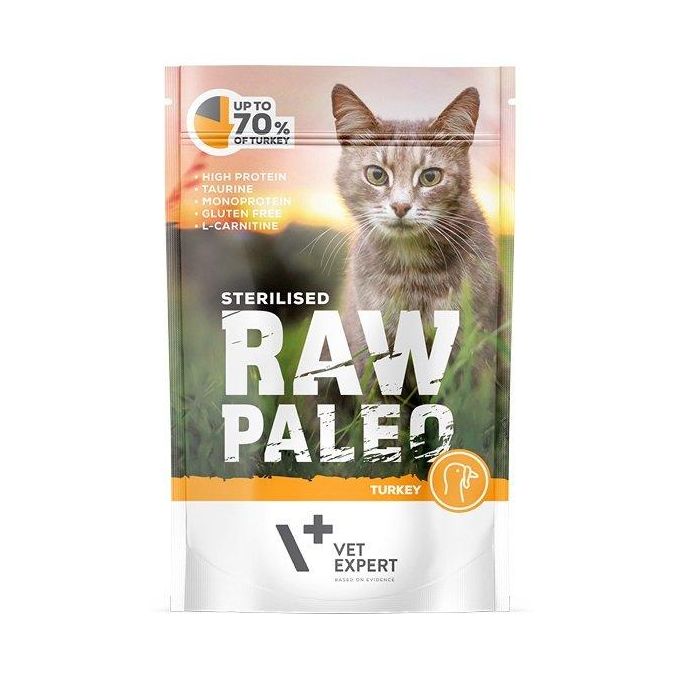 VET EXPERT RAW PALEO Sterilised 100 g mokra karma dla kastrowanych kotów