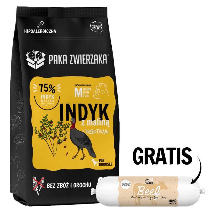 PAKA ZWIERZAKA Seventh Heaven Karma sucha Indyk z maliną 9 kg + Kiełbaska z wołowiny dla psa 200g GRATIS