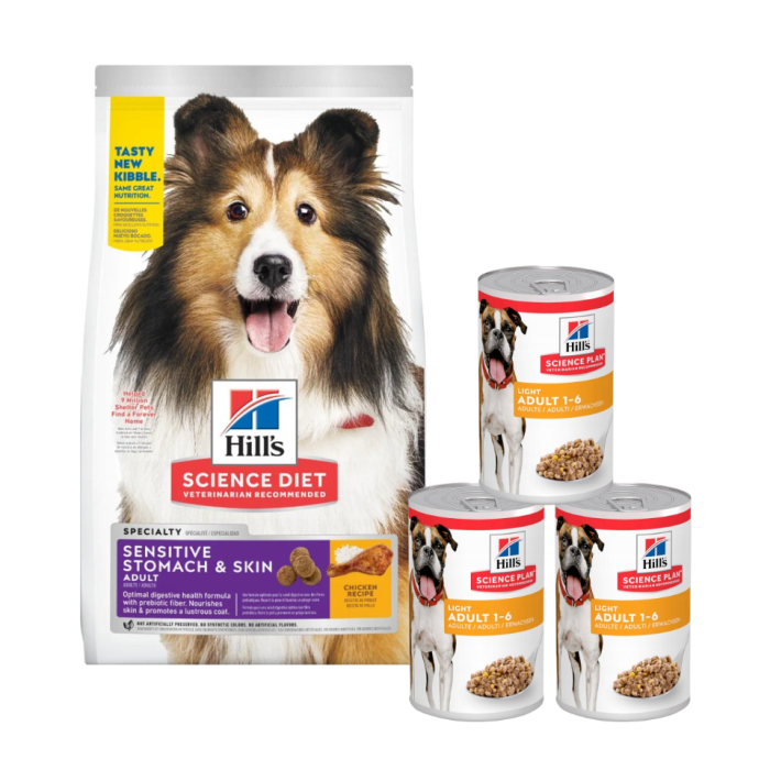 HILL'S Canine Adult Sensitive Stomach & Skin 14 kg + 3 puszki GRATIS