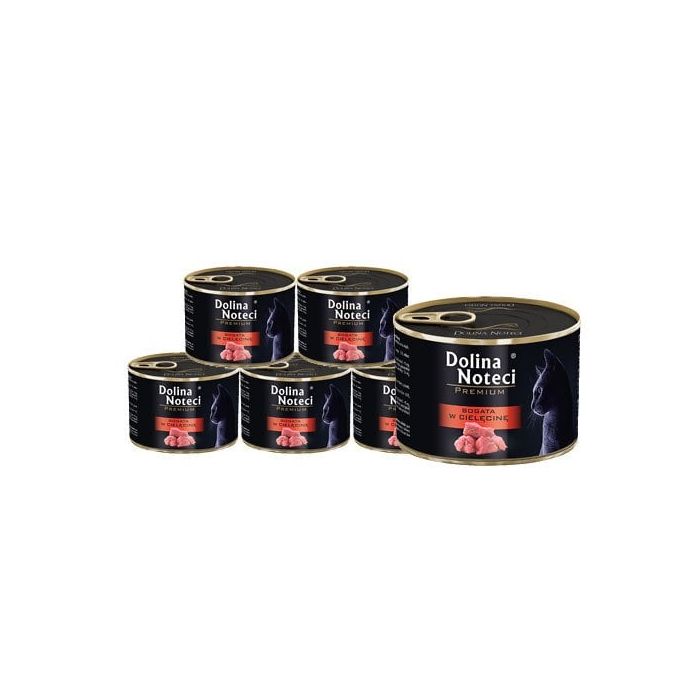 DOLINA NOTECI Premium Bogata w cielęcinę karma dla kotów dorosłych 12x185 g