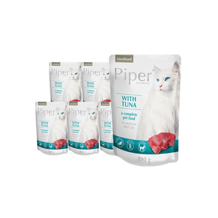 PIPER Kot Sterilised Tuńczyk saszetka mokra karma dla kotów po sterylizacji 10x100 g