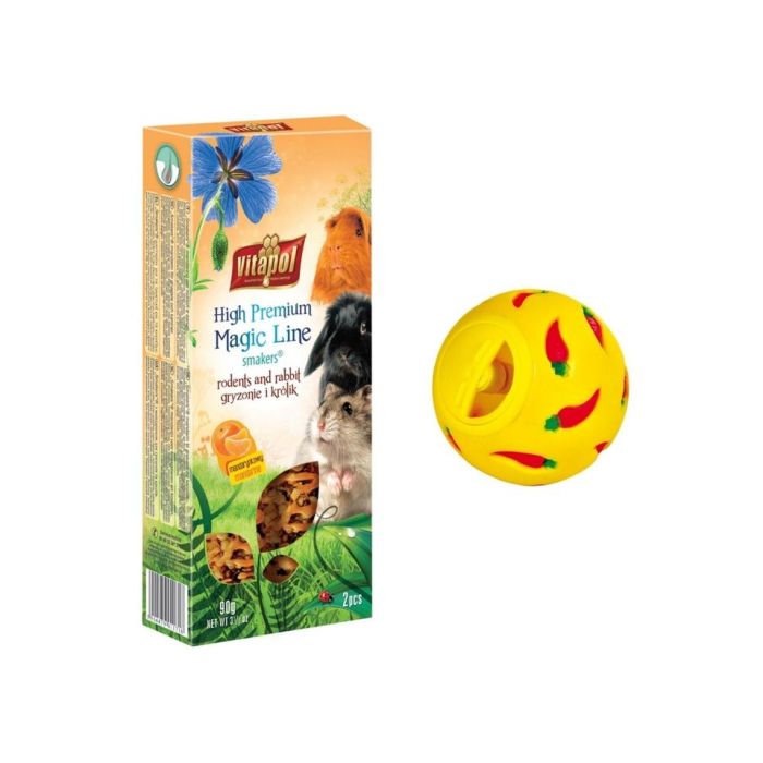 VITAPOL Zestaw Smakers z mandarynką + piłka na przysmaki dla królika