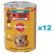 PEDIGREE Adult puszka 12x400 g mokra karma pełnoporcjowa dla dorosłych psów, z mieszanką wołowiny i wątróbki, w galaretce