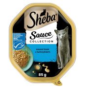 SHEBA Sauce Collection tacka 85 g mokra karma pełnoporcjowa dla dorosłych kotów kawałki z tuńczykiem w sosie