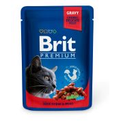 BRIT Premium Cat Adult wołowina i groszek saszetka dla kota 24 x 100g