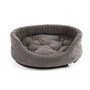 FERA Legowisko dla psa owalne z poduszką 66x55x17 cm szare