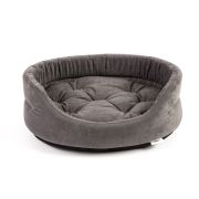 FERA Legowisko dla psa owalne z poduszką 61x51x16 cm szare