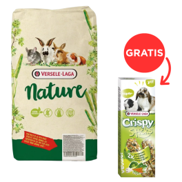 VERSELE-LAGA Karma Cuni Nature dla królików miniaturowych 9 kg + Crispy Sticks Kolba warzywna dla królików i kawii domowych 110g GRATIS