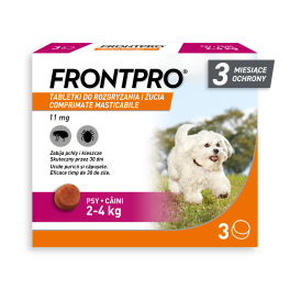 FRONTPRO 2-4 kg S 3 tabletki na kleszcze i pchły do żucia dla psów