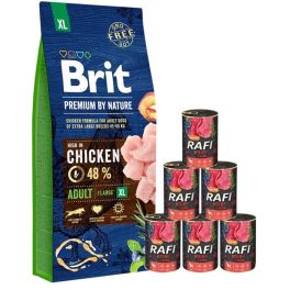 BRIT Premium By Nature Adult Extra Large XL 15 kg + mokra karma z wołowiną 6x400 g