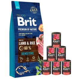 BRIT Premium By Nature Sensitive Lamb 15 kg + mokra karma z wołowiną 6x400 g