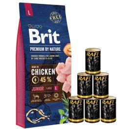 BRIT Premium By Nature Junior Large L 15 kg + mokra karma z drobiem 6x1240 g