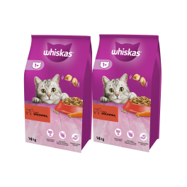 WHISKAS Adult 2x14kg sucha karma dla dorosłego kota pyszna wołowina
