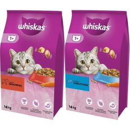 WHISKAS Adult 14kg z wołowiną i warzywami + WHISKAS Adult 14kg z tuńczykiem i warzywami