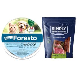 FORESTO Obroża dla kota i psa przeciw kleszczom i pchłom poniżej 8 kg + SIMPLY FROM NATURE Naturalne cygara z wołowiną 3 szt.
