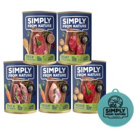 SIMPLY FROM NATURE Mokra karma dla psa mix smaków 6 x 400g + pokrywka na puszki
