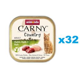 ANIMONDA Carny Country Adult Chicken, Veal, Vension 32x100 g kurczak, cielęcina i wieprzowina dla dorosłych kotów