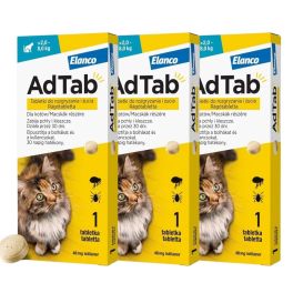 ELANCO AdTab 48 mg 3 tabletki na kleszcze i pchły do rozgryzania i żucia dla kot&oacute;w (>2,0&ndash;8,0 kg)