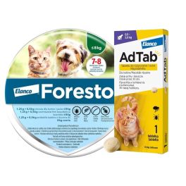 FORESTO Obroża dla kota i psa poniżej 8 kg przeciw kleszczom i pchłom + ELANCO AdTab 12 mg tabletka na kleszcze dla kot&oacute;w (0,5&ndash;2,0 kg)