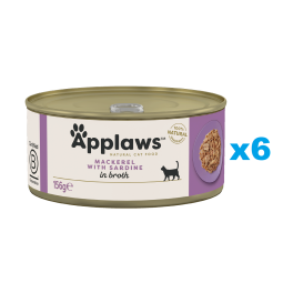 APPLAWS Cat Adult Mackerel with Sardine in Broth makrela i sardynka w bulionie 6x156 g