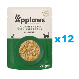 APPLAWS Cat Adult Pouch Chicken Breast with Asparagus in Broth kurczak i szparagi w bulionie 12x70 g