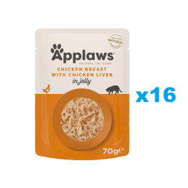 APPLAWS Cat Adult Pouch Chicken Breast with Liver in Jelly kurczak i wątróbka w galarecie 16x70 g