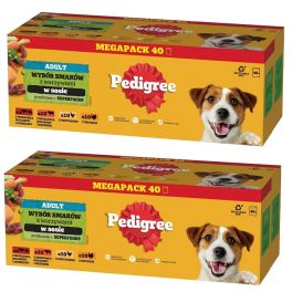 PEDIGREE Adult Wybór Smaków z warzywami saszetki 80x100 g mokra karma pełnoporcjowa dla dorosłych psów, z mieszanką wołowiny i jagnięciny, z mieszanką wołowiny i wątróbki, z kurczakiem, z indykiem, w sosie